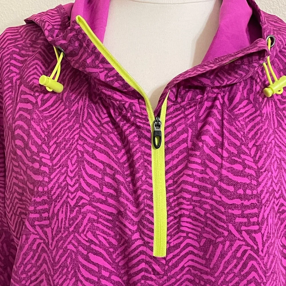 HIND Running Womens Pink/Purple Quarter Zip Windbreaker Hoodie Sz XL